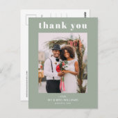 Carte Postale Merci photo Mariage moderne Sage Vert (Devant / Derrière)