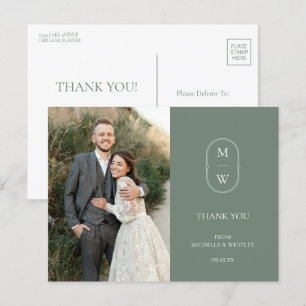 Carte Postale Merci photo Mariage Monogramme minimaliste