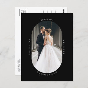 Carte Postale Merci photo Mariage Monogramme minimaliste