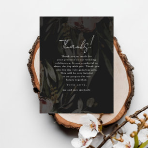 Carte Postale Merci photo Mariage Moody Floral Overlay