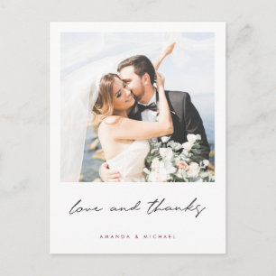 Carte Postale Merci photo Mariage personnalisé simple et moderne