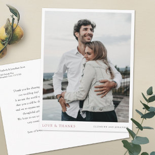 Carte Postale Merci photo Mariage personnalisé simple et moderne