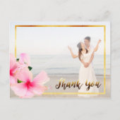 Carte Postale Merci photo mariage rose floral (Devant)