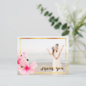 Carte Postale Merci photo mariage rose floral (Debout devant)