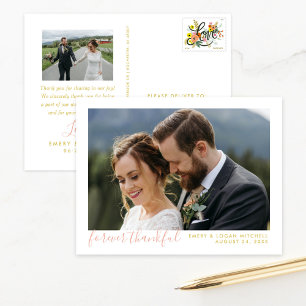 Carte Postale Merci photo Mariage rose Gold Forever