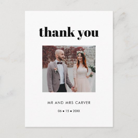 Carte Postale Merci photo mariage simple et élégant (Devant)