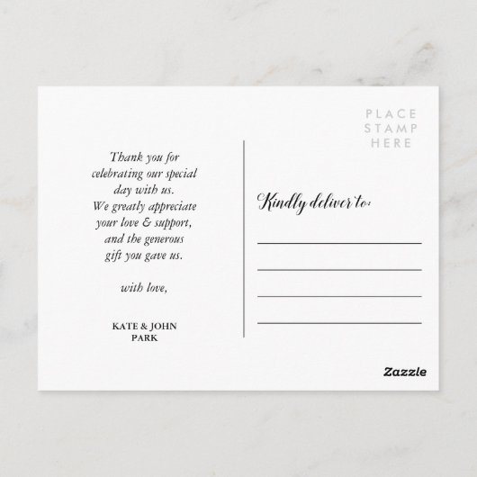 Carte Postale Merci photo Mariage superposé de script (Dos)