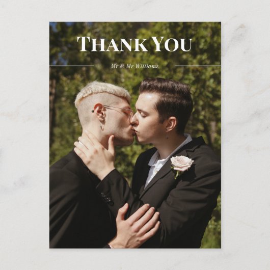 Carte Postale Merci Photo & Noms Typographie Épurée (Devant)