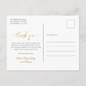 Carte Postale Merci photo pour bébé nouveau-né avec script or mo (Dos)