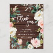 Carte Postale Merci photo Rustic Wood Floral (Devant)