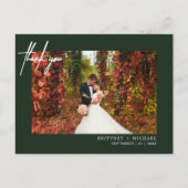 Carte Postale Merci photo simple à la main vert forêt (Devant)