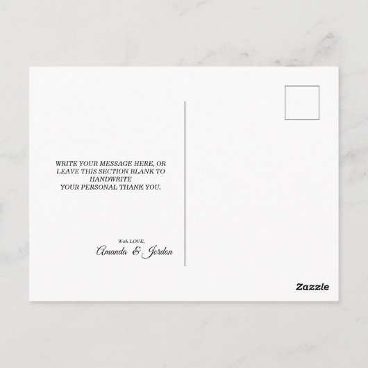 Carte Postale Merci photo simple de cadre de calligraphie noire (Dos)