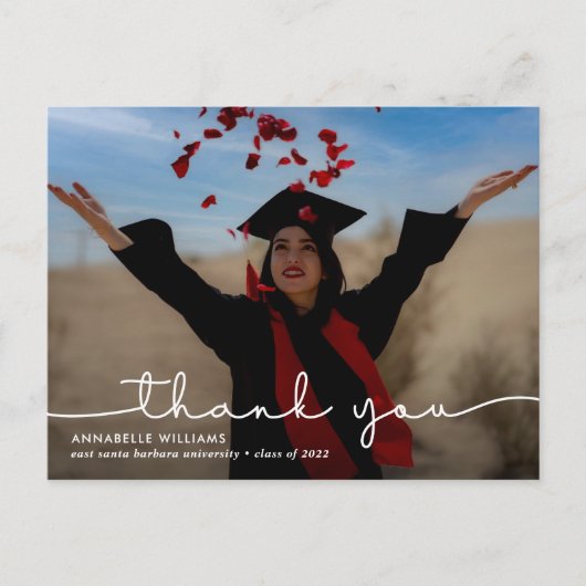 Carte Postale Merci photo simple de graduation (Devant)