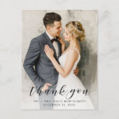 Carte Postale Merci photo simple Mariage de script noir (Devant)