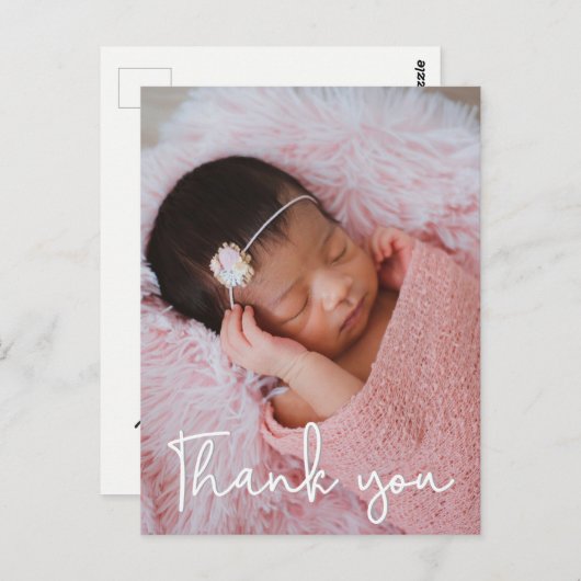Carte Postale Merci photo verticale bébé fille naissance