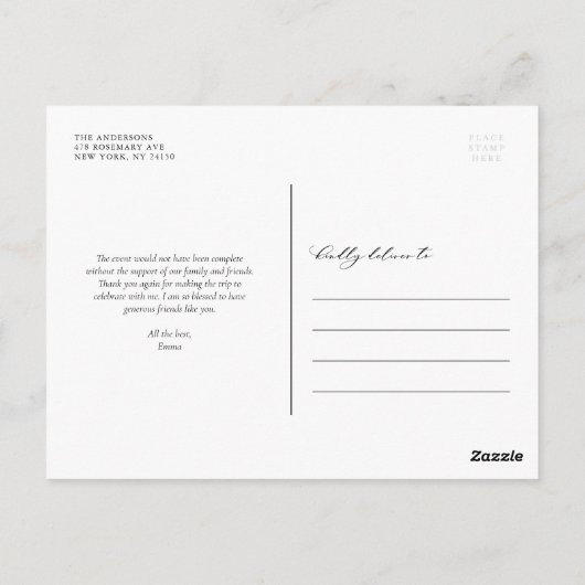 Carte Postale Merci photo Whimsical Script Graduation (Dos)