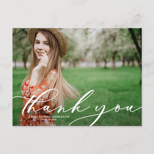 Carte Postale Merci photo Whimsical Script Graduation (Devant)