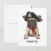 Carte Postale Merci Pirate Bouledogue Français Crâne Os (Devant / Derrière)