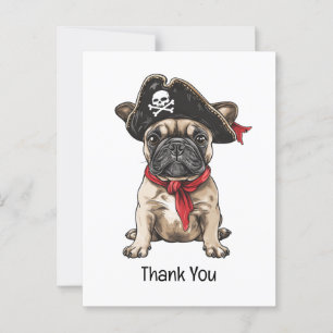 Carte Postale Merci Pirate Crâne de Bouledogue Français Os de Mo