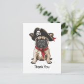 Carte Postale Merci Pirate French Buldog Skull Crossbones (Debout devant)