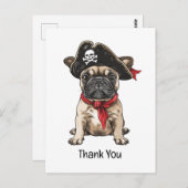 Carte Postale Merci Pirate French Buldog Skull Crossbones (Devant / Derrière)