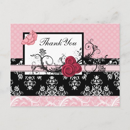 Carte Postale Merci pois rose pastel (Devant)
