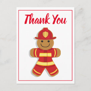 Carte Postale Merci Pompier Homme en pain d'épice