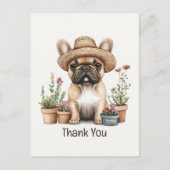 Carte Postale Merci Pot de fleurs de jardinage de bouledogue fra (Devant)