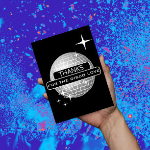 Carte Postale MERCI Pour Anniversaire Rétro Love Ball Disco