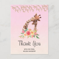 Carte postale Merci pour bébé et maman Giraffe