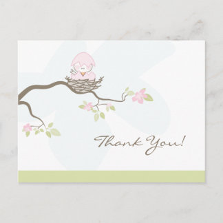 Carte postale Merci pour bébé rose