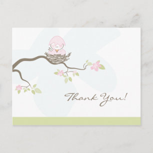 Carte postale Merci pour bébé rose