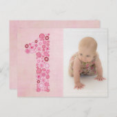 Carte postale Merci pour fille rose 1er anniversai (Devant / Derrière)