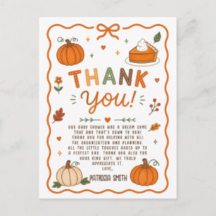Carte Postale Merci pour la Baby Shower de Cutie Pie Pumpkin