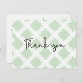 Carte Postale Merci pour la baby shower thème simple vert (Devant / Derrière)