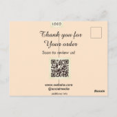 Carte Postale Merci pour la commande scan Évaluez notre logo d'e (Dos)