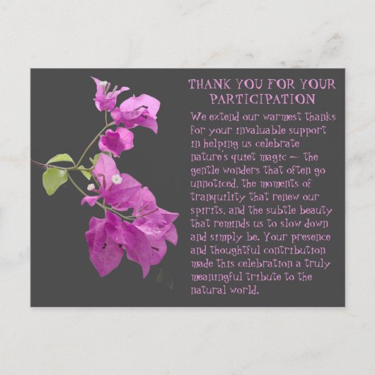 CARTE POSTALE MERCI POUR LA PARTICIPATION À UN ÉVÉNEMENT NATURE (Devant)