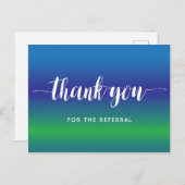 Carte Postale Merci pour la référence sur le bleu vert (Devant / Derrière)