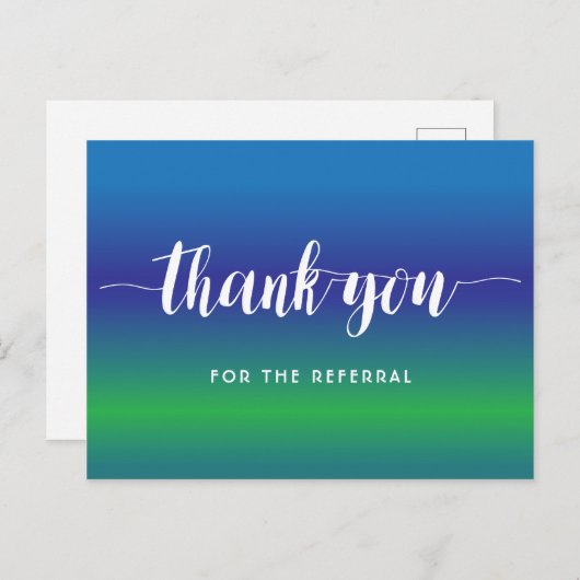 Carte Postale Merci pour la référence sur le bleu vert (Devant / Derrière)