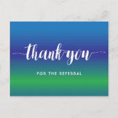 Carte Postale Merci pour la référence sur le bleu vert (Devant)