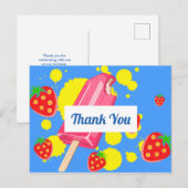 Carte Postale Merci pour la sucette rose et les fraises amusante (Devant / Derrière)