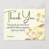 Carte Postale Merci pour l'achat de fleurs aquarelles jaunes (Devant)