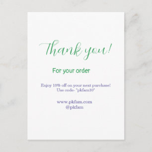 Carte Postale Merci pour l'achat de l'entreprise familiale socia