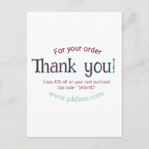 Carte Postale Merci pour l'achat détail de l'entreprise familial