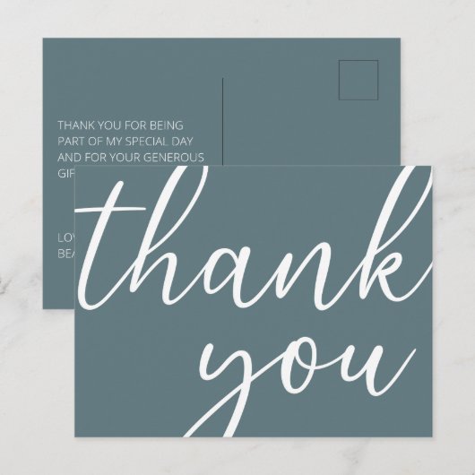 Carte Postale Merci pour l'anniversaire gris moderne script (Devant / Derrière)