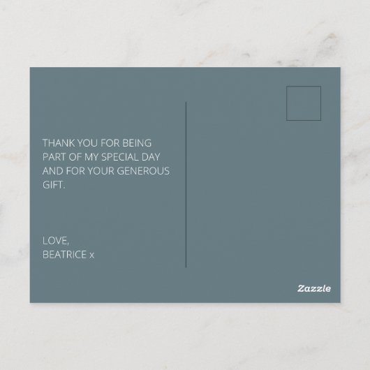 Carte Postale Merci pour l'anniversaire gris moderne script (Dos)