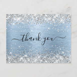 Carte Postale Merci pour l'anniversaire Paillettes Argentées Ble