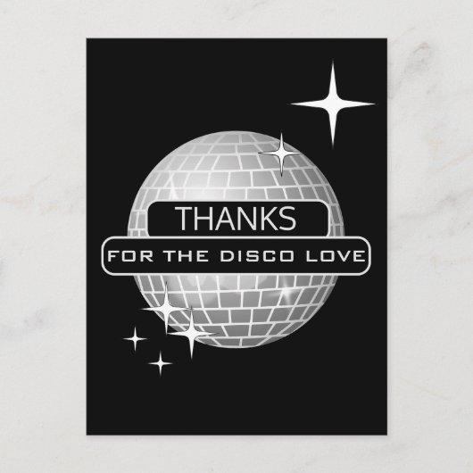 Carte Postale MERCI Pour le Bal Rétro d'anniversaire Amour Disco (Devant)