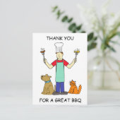 Carte Postale Merci pour le barbecue, Dessin. (Debout devant)