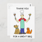 Carte Postale Merci pour le barbecue, Dessin. (Devant / Derrière)